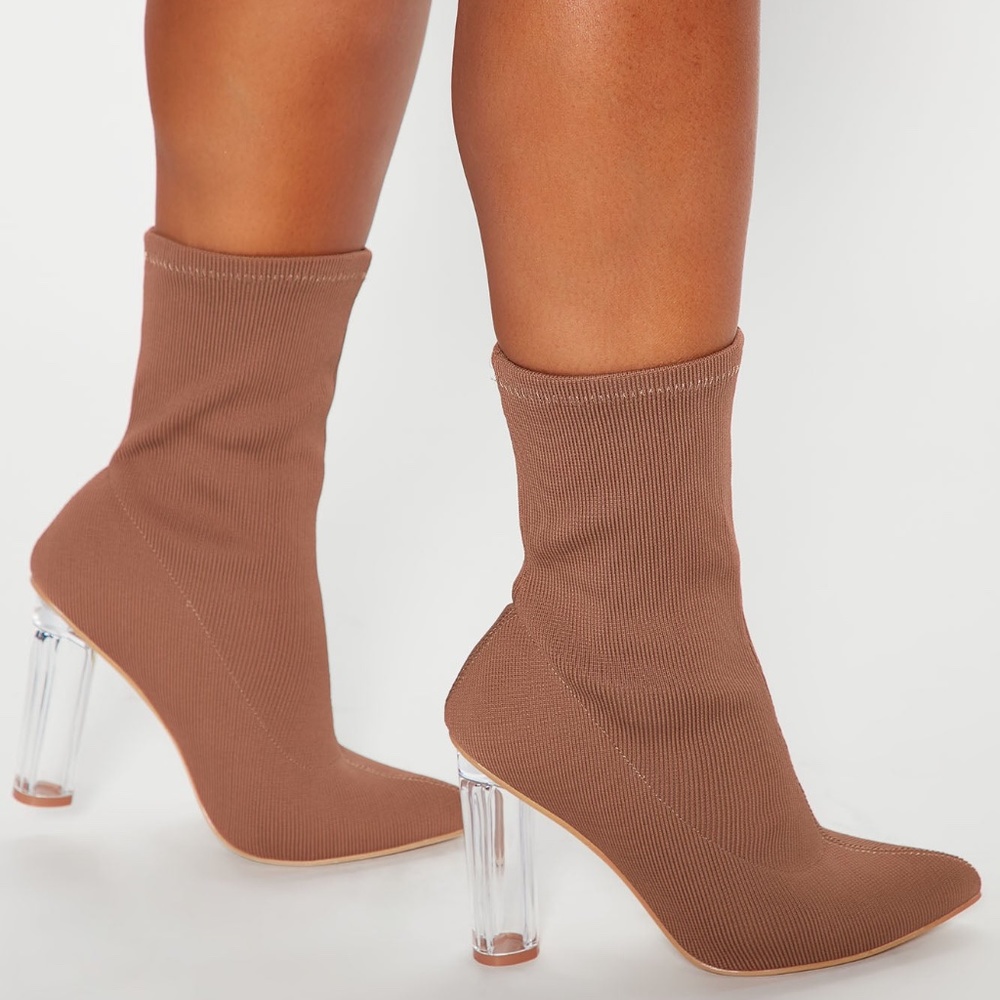 Clear heeled fitted boots